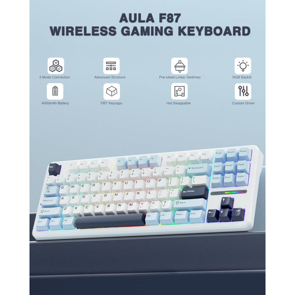 AULA F87 PRO Glacier Blue (Graywood V4 Switch) AULA F87 PRO Glacier Blue (Graywood V4 Switch)